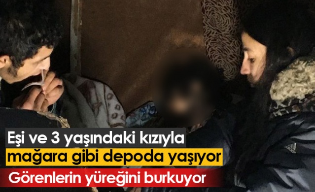 Görenlerin yüreğini burkuyor! Eşi ve çocuğuyla depoda yaşıyor... 1