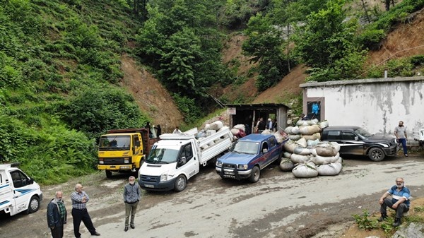 Rize'de selde yıkılmıştı! Yenisi yapılmayınca çaylar böyle alınıyor. Foto Haber 4