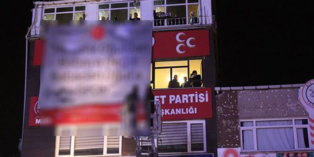 MHP'ye asılan pankart indirildi