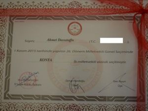 İşte Başbakan Ahmet Davutoğlu’nun mazbatası