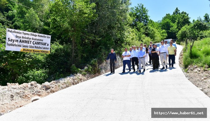 Çamyar'dan vatandaşlara fındık ocaklı yol sitemi