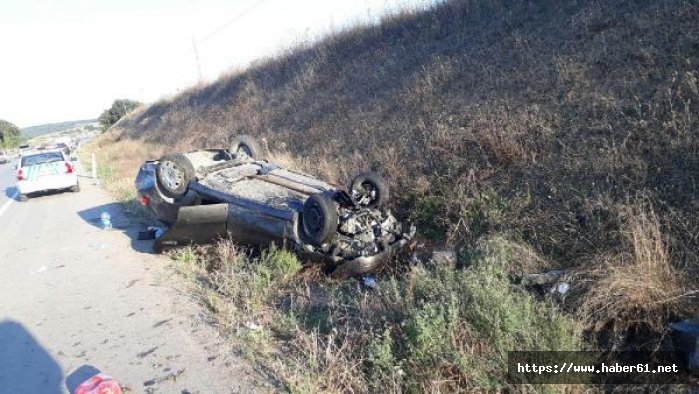 Takla atan otomobilden sağ çıktılar