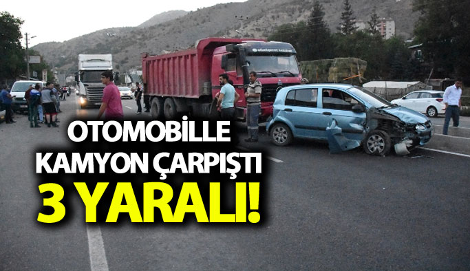 Otomobille kamyon çarpıştı: 3 yaralı