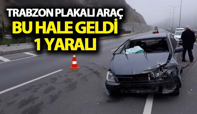 Trabzon plakalı araç bariyerlere çarptı: 1 Yaralı