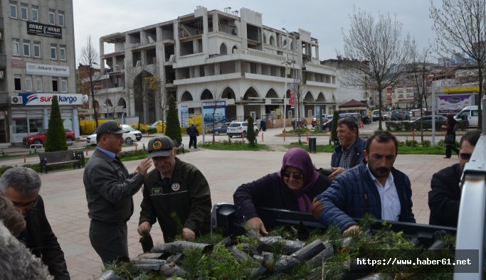 Fidan dağıttılar, 20 dakikada tükendi