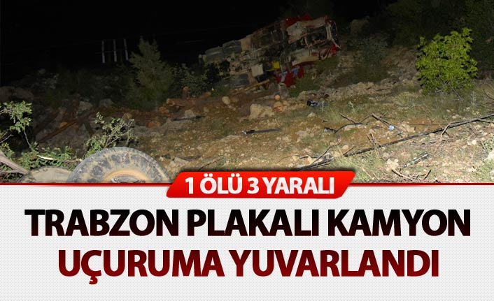 Trabzon plakalı kamyon uçuruma yuvarlandı: 1 Ölü 3 Yaralı