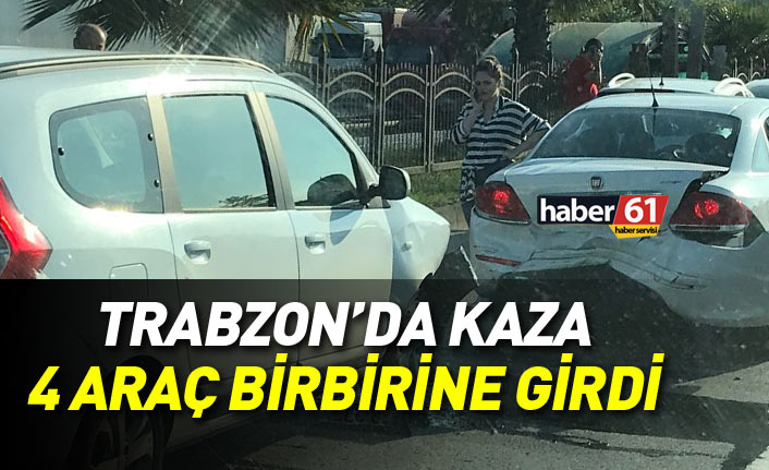 Trabzon sahil yolunda zincirleme trafik kazası yaşandı. 4 araç birbirine girdi.  8 Mayıs 2018