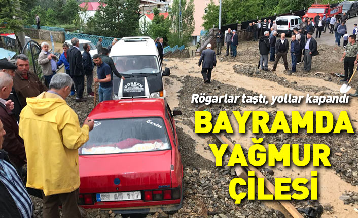 Gümüşhane'de şiddetli yağış bayramı zehir etti