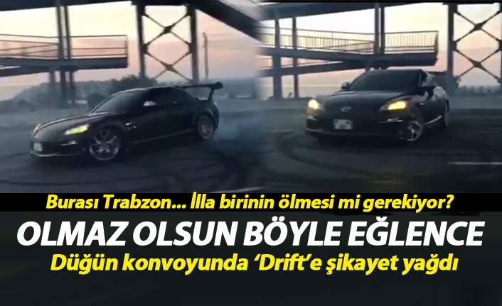 Trabzon'da düğün konvoyunda drift yaptılar!