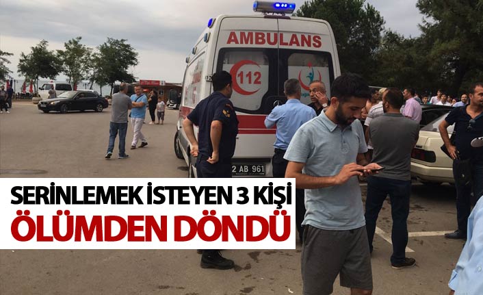 Serinlemek isteyen 3 kişi boğulma tehlikesi geçirdi