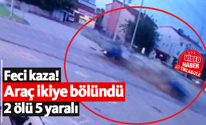 Samsun'da feci kaza; Araç ikiye bölündü