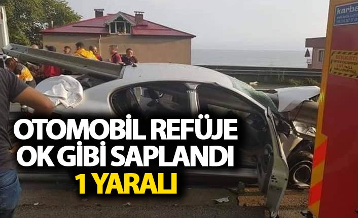 Otomobil refüje ok gibi saplandı: 1 yaralı