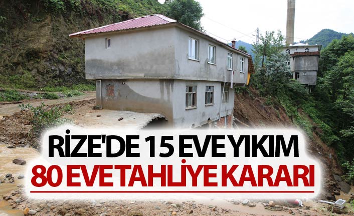 Rize'de 15 eve yıkım, 80 eve tahliye kararı