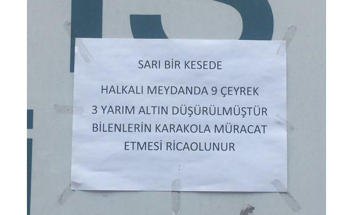 Kaybettiği altınlarını ilanla arıyor