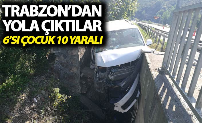 Trabzon'dan yola çıkan araç kaza yaptı - 6'sı çocuk 10 yaralı