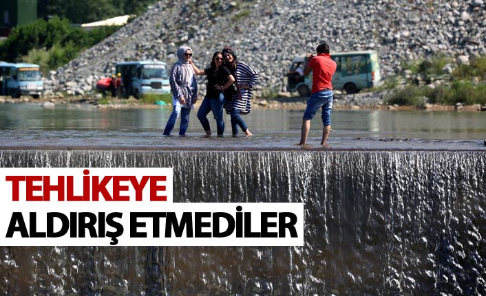 Tehlikeye aldırış etmeden selfie çektiler