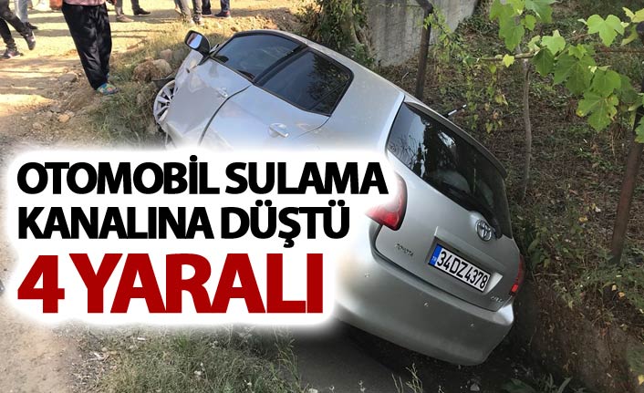 Otomobil sulama kanalına düştü: 4 yaralı