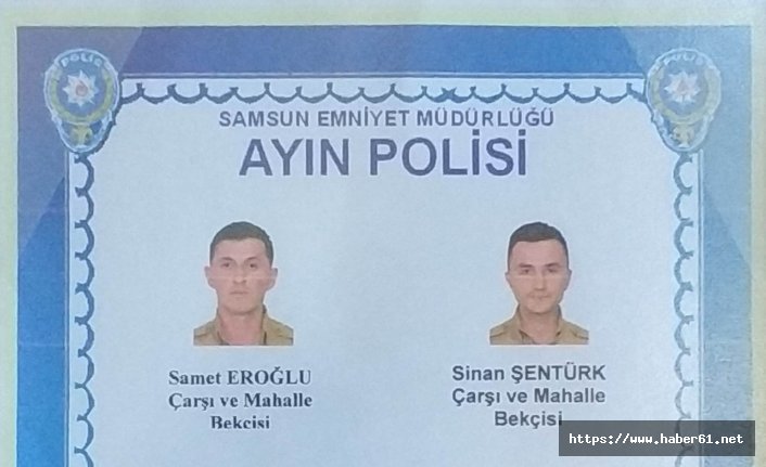 Samsun'da iki bekçi, ayın polisi seçildi