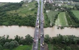 Ordu'daki Cevizdere köprüsünde çalışma