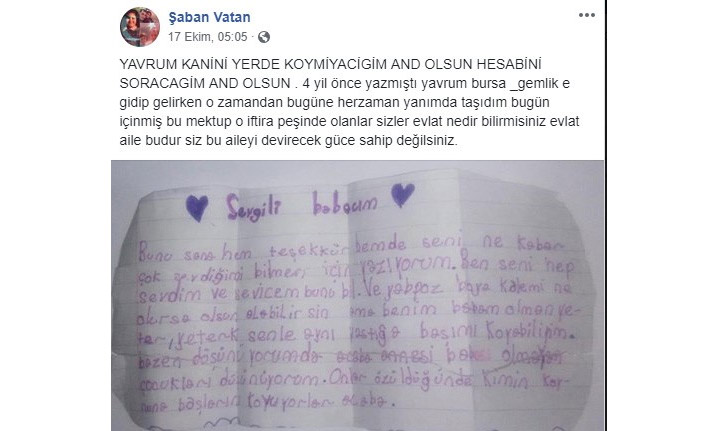 Rabia'nın babasına 4 yıl önce yazdığı mektup yürekleri burktu