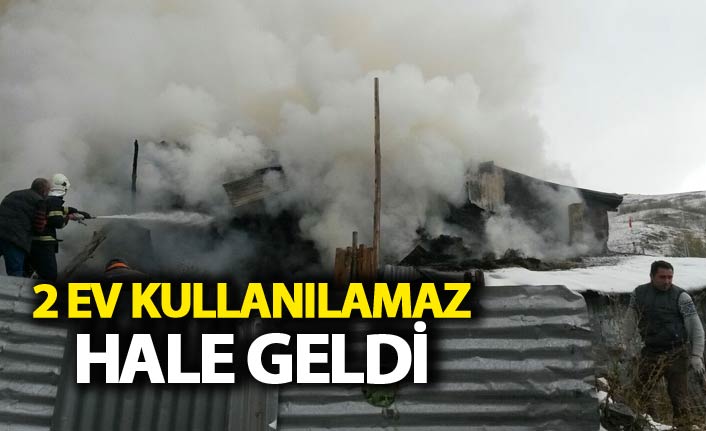 Gümüşhane'de yangın - 2 ev kullanılamaz hale geldi