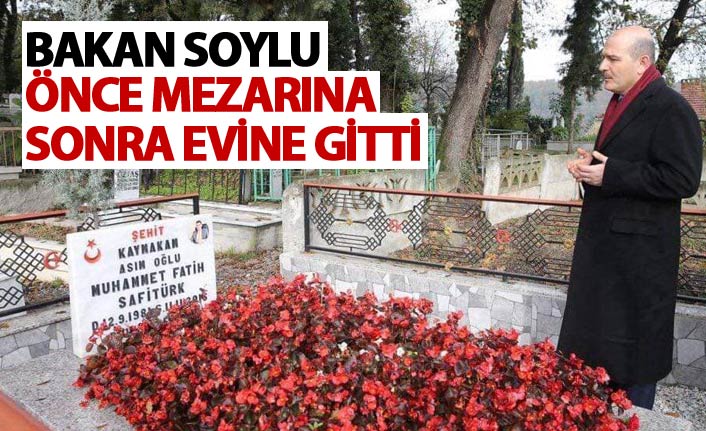 Bakan Soylu önce mezarına sonra evine gitti