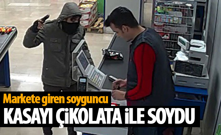 Marketi çikolata ile soydu