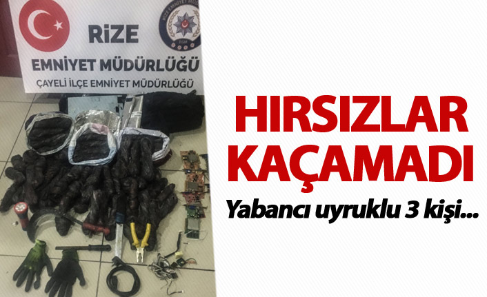 Rize'de kablo hırsızı 3 kişi yakalandı