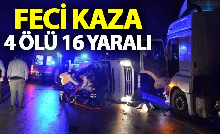 İşçileri taşıyan minibüs ile TIR çarpıştı