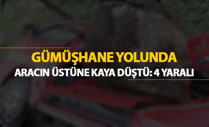 Gümüşhane yolunda aracın üstüne kaya düştü: 4 Yaralı