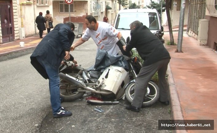 Otomobil,Motosiklet ve yayanın karıştığı zincirleme kaza!