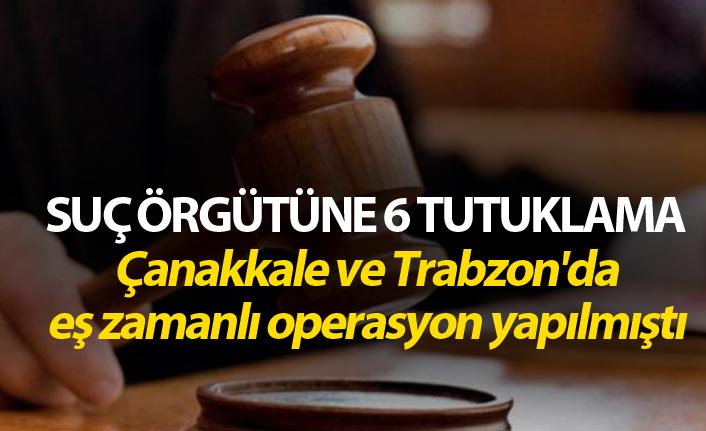 Suç örgütüne 6 tutuklama - Çanakkale ve Trabzon'da operasyon yapılmıştı