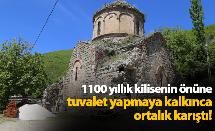 Bin 100 yıllık kilisenin önüne tuvalet yapmaya kalktı ortalık karıştı