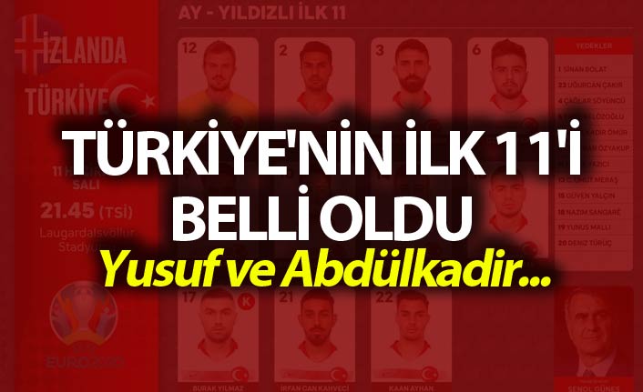 Türkiye'nin ilk 11'i belli oldu - Yusuf ve Abdülkadir...