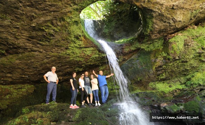 Artvin'de bir doğa harikası! Delikli Kaya Şelalesi