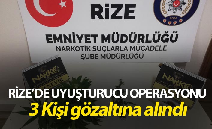 Rize'de uyuşturucu operasyonu - 3 kişi gözaltına alındı