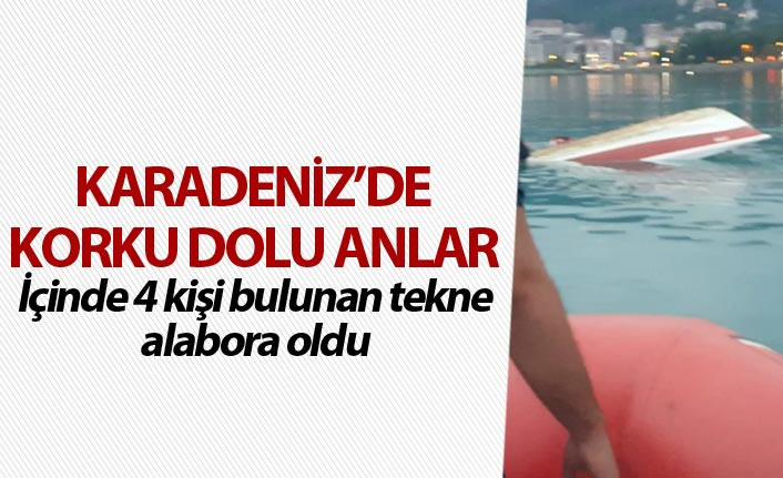 Rize'de balıkçı teknesi alabora oldu