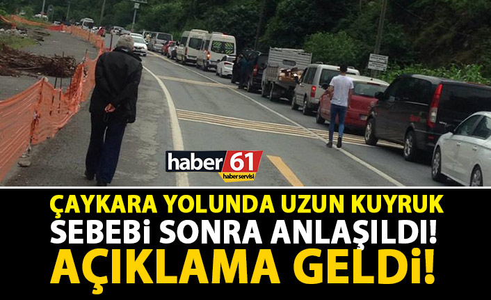 Çaykara – Dernekpazarı yolunda uzun araç kuyruğu! Sebebi sonrada anlaşıldı