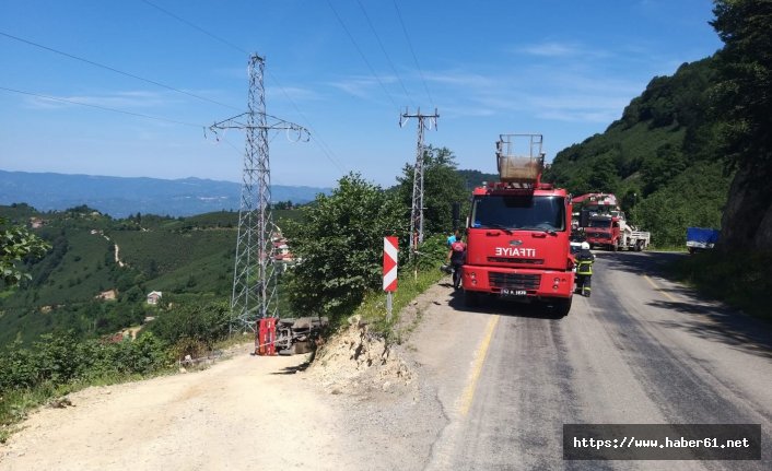 Akaryakıt yüklü tanker devrildi