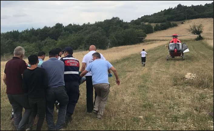 Samsun'da saman yüklü traktör devrildi!