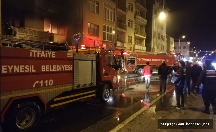 Giresun’da oto lastikçide yangın