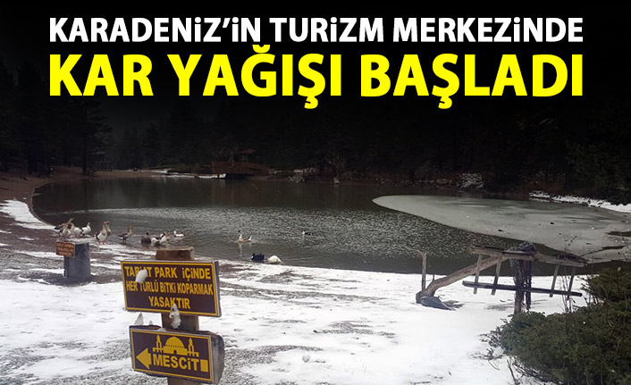 Limni Gölü'nde kar yağışı başladı