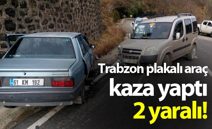 Trabzon plakalı araç kaza yaptı - 2 yaralı