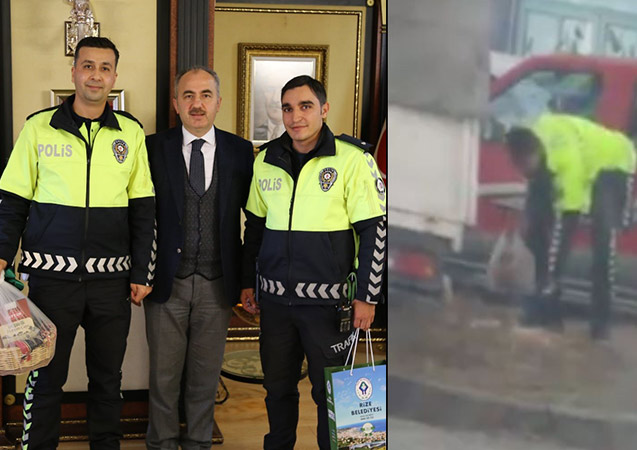 Rize'de polisin örnek davranışına duyarsız kalmadılar