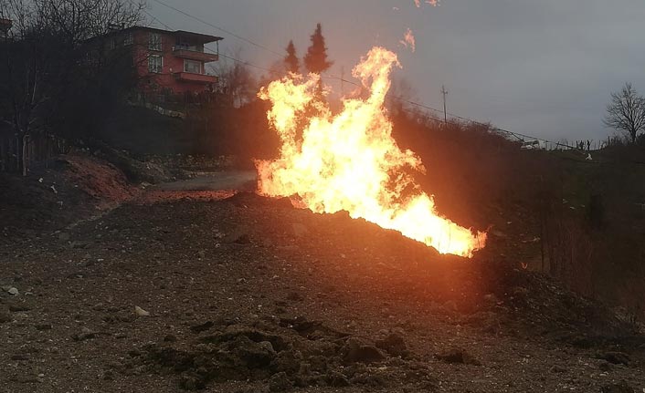 Ordu'da doğal gaz ana hattında patlama ve yangın