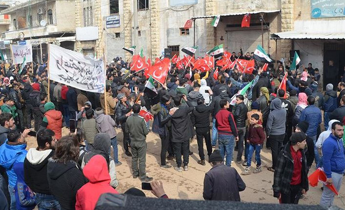 İdlib'de Türkiye'ye destek gösterisi