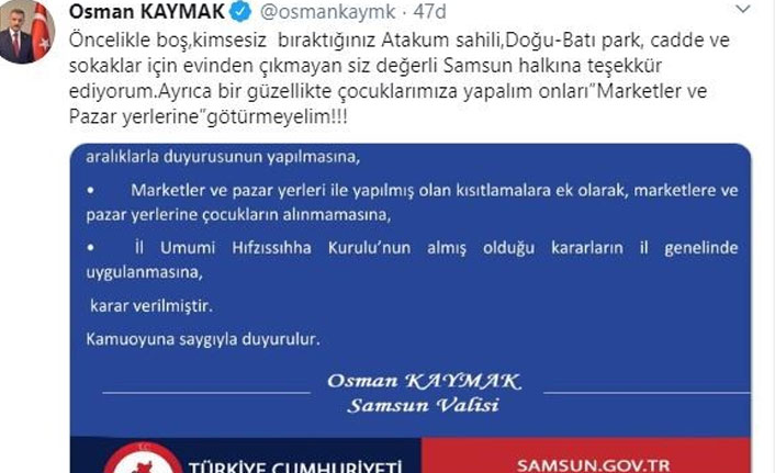 Samsun'da çocuklara market ve pazar yasağı geldi