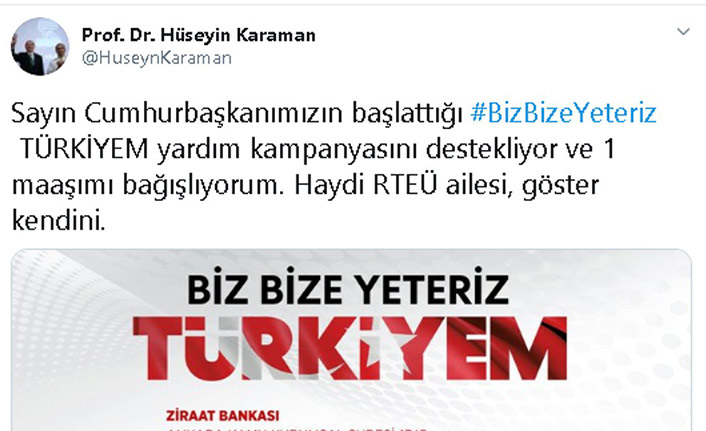 Rize'de rektörden kampanyaya destek