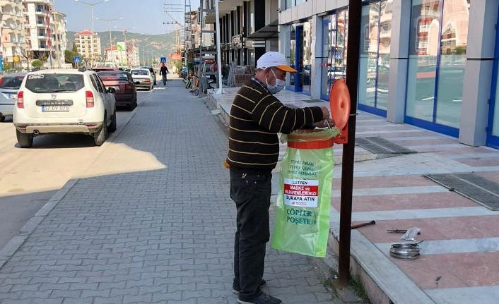 Maske ve eldivenler için özel atık torbası