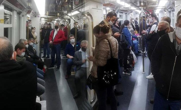 İzmir'de metro doluluğuna tepki